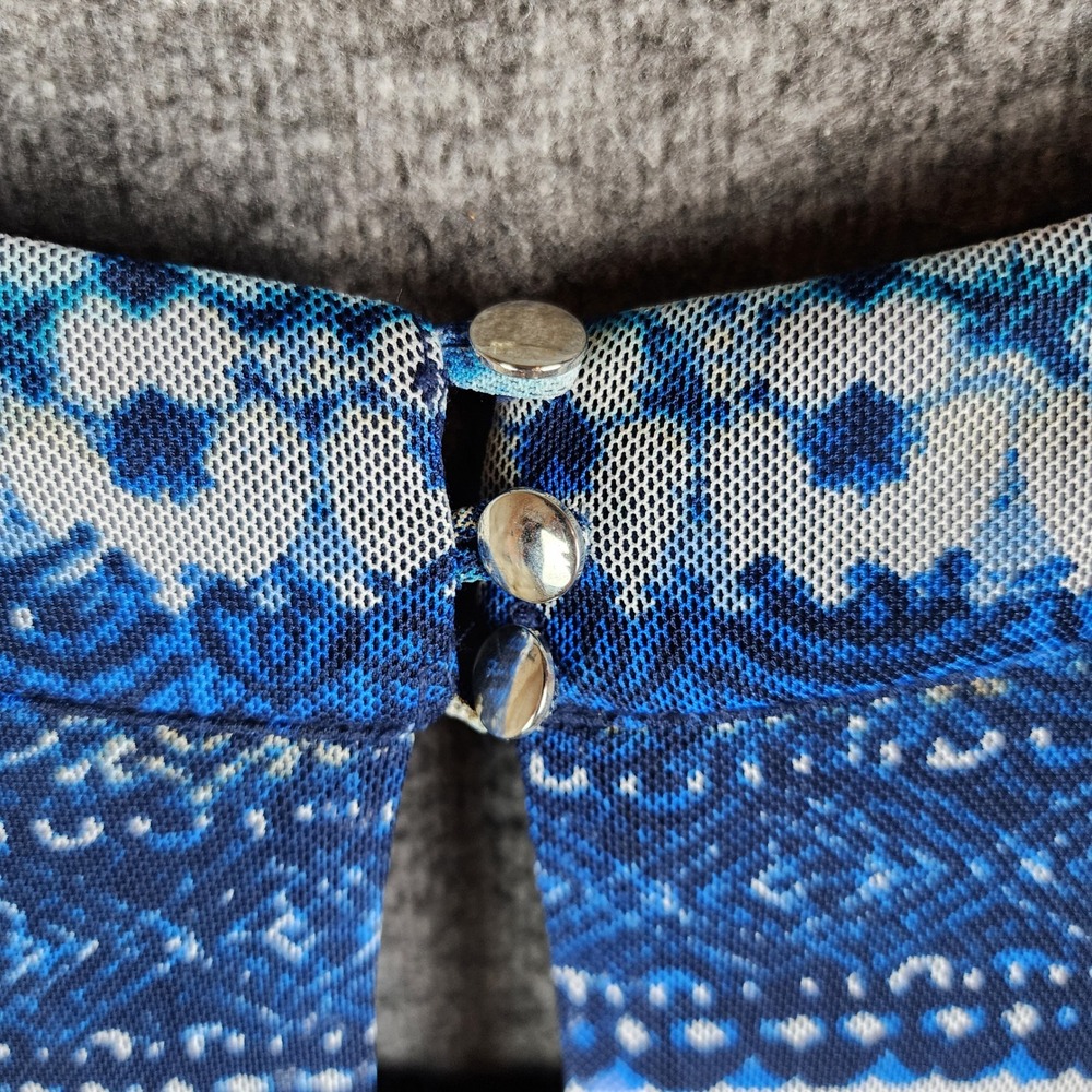 Cato Maxi Dress Women Medium Blue White Beaded Halter Geometric‎ Tile Print Boho - Picture 6 of 11